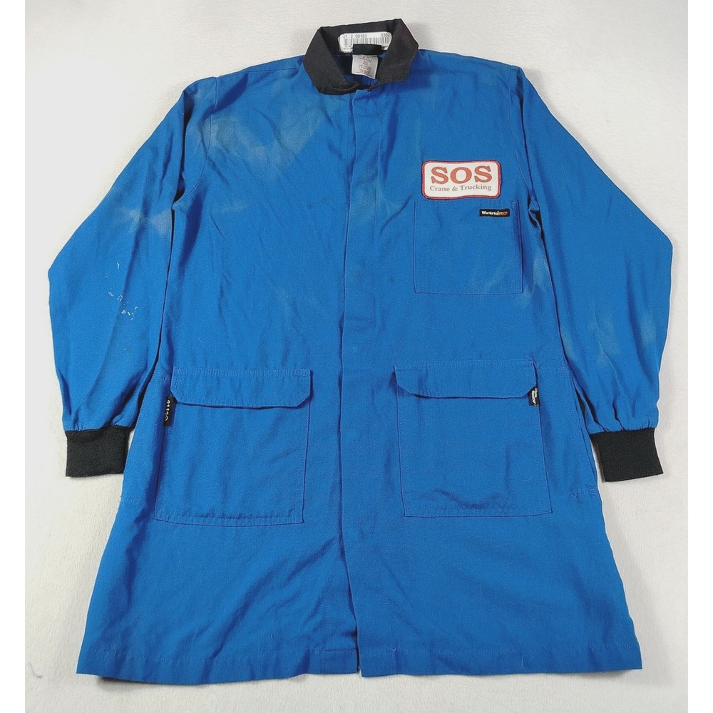 Workrite Lab Coat Mens Medium Blue FR CP Flame Resistant Mechanic Shop Workwear